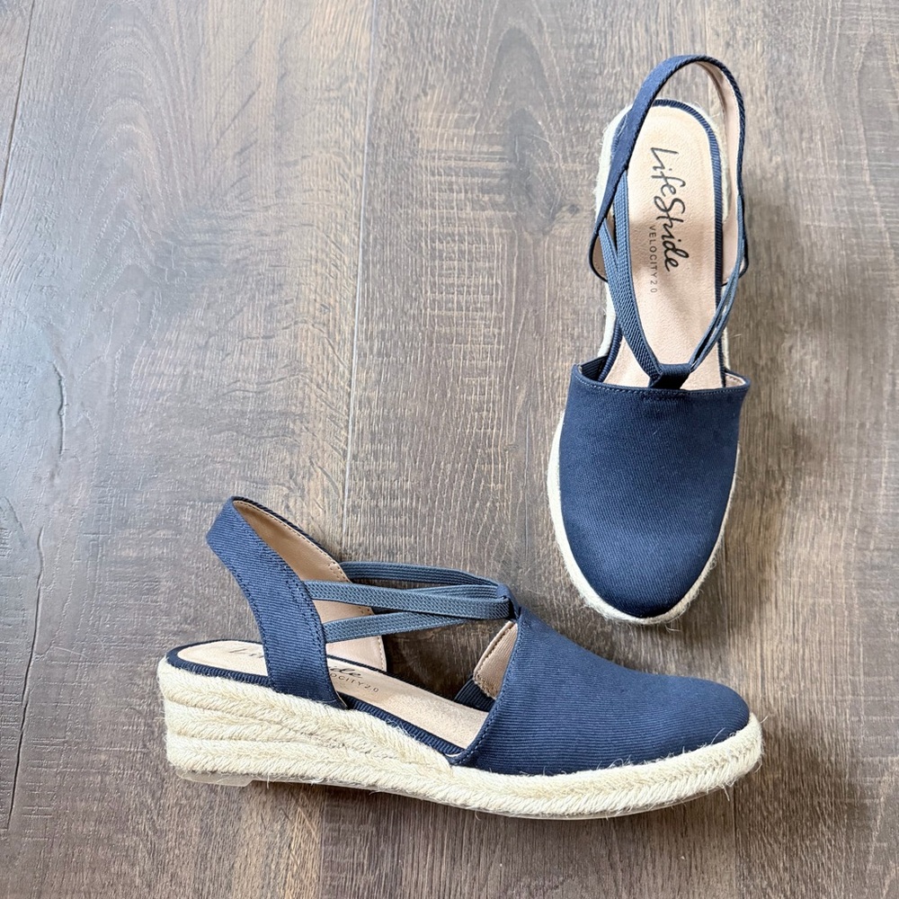 NIB LifeStride Katrina 2 Espadrille Wedge Sandal | Navy | 7.5 - Picture 6 of 8